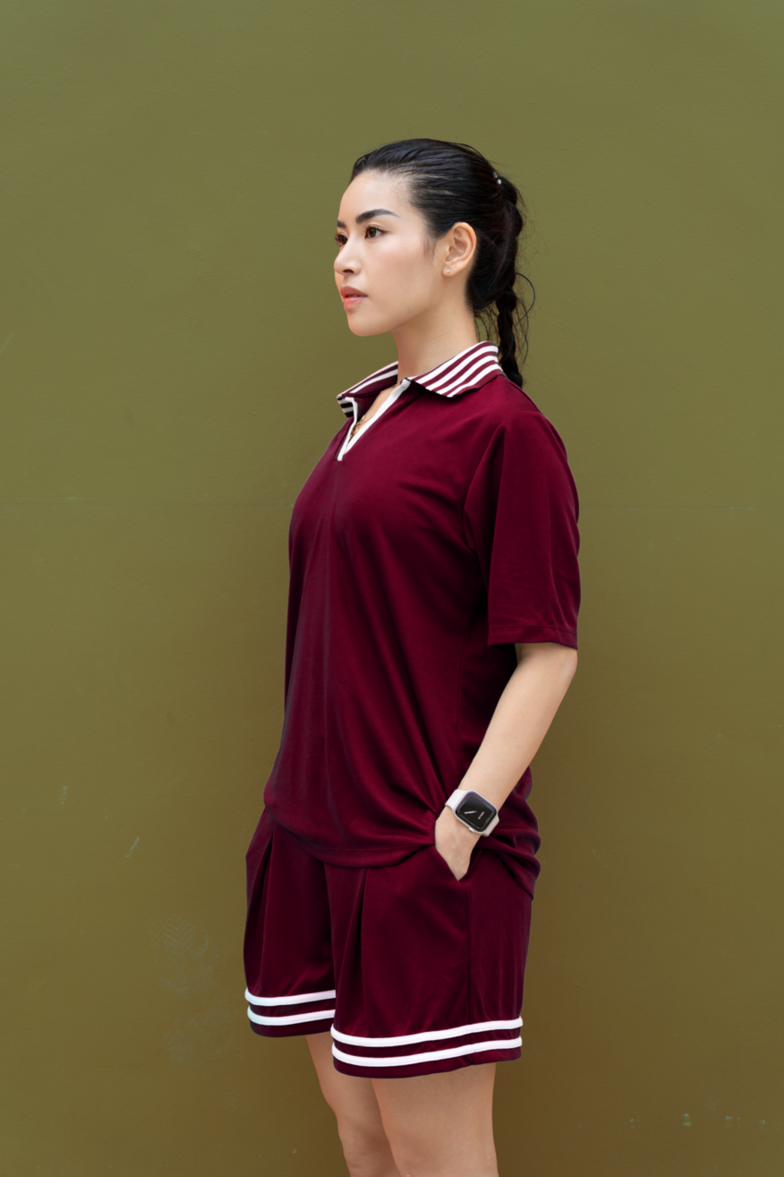 Kana Studio Striped Short in Maroon
