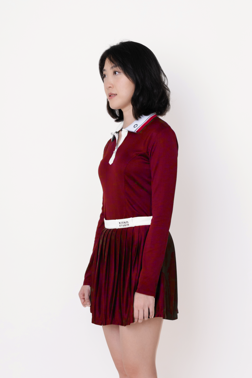 (PRE ORDER) Kana Studio Collared Long Sleeve Top in Maroon