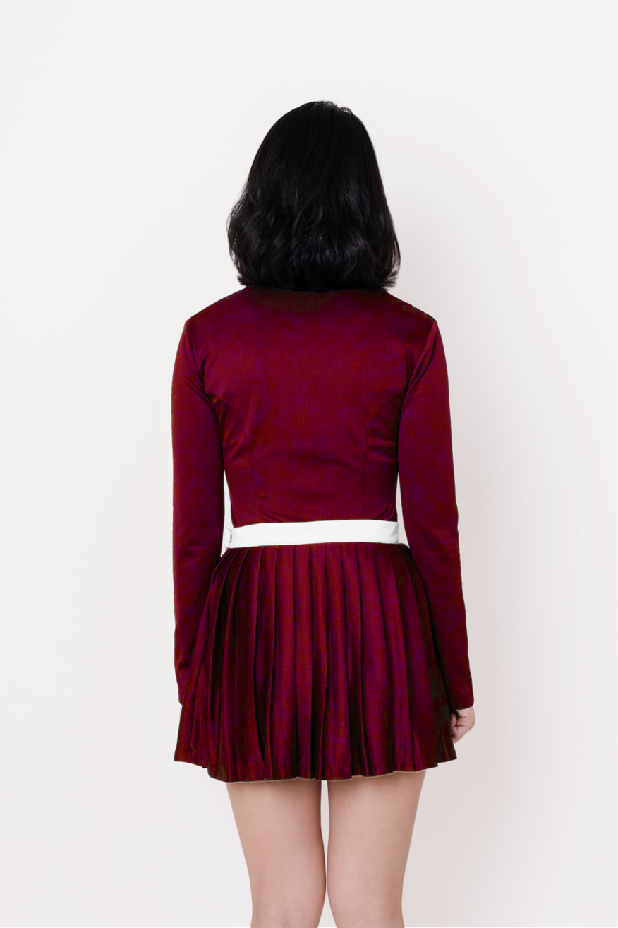 (PRE ORDER) Kana Studio Collared Long Sleeve Top in Maroon