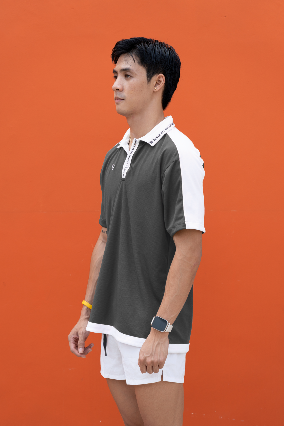 Kana Studio Men Colorblock Panel Top in Grey