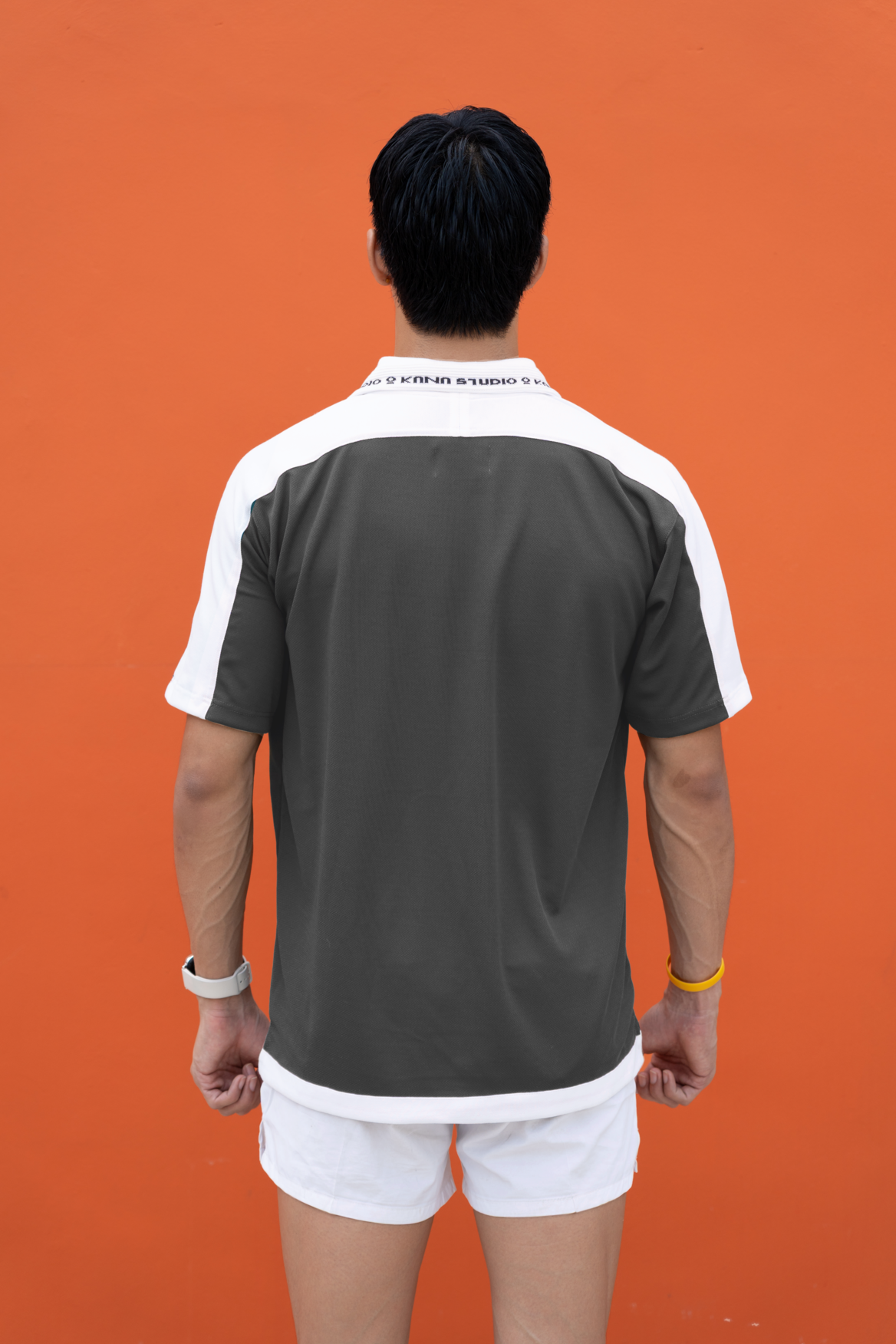 Kana Studio Men Colorblock Panel Top in Grey