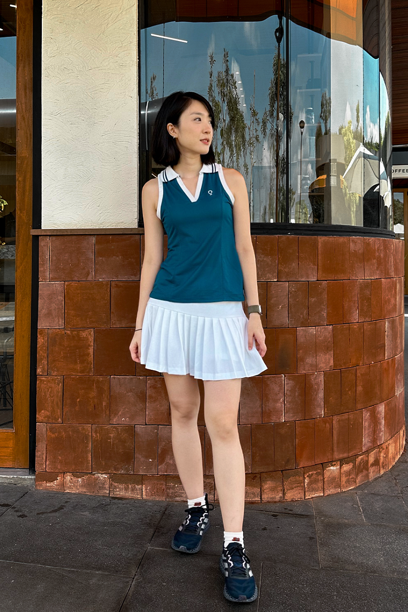 Kana Studio Halter Bias Sleeveless Top in Tosca