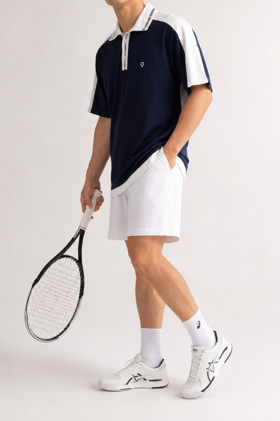 Kana Studio Men Colorblock Panel Top in Navy