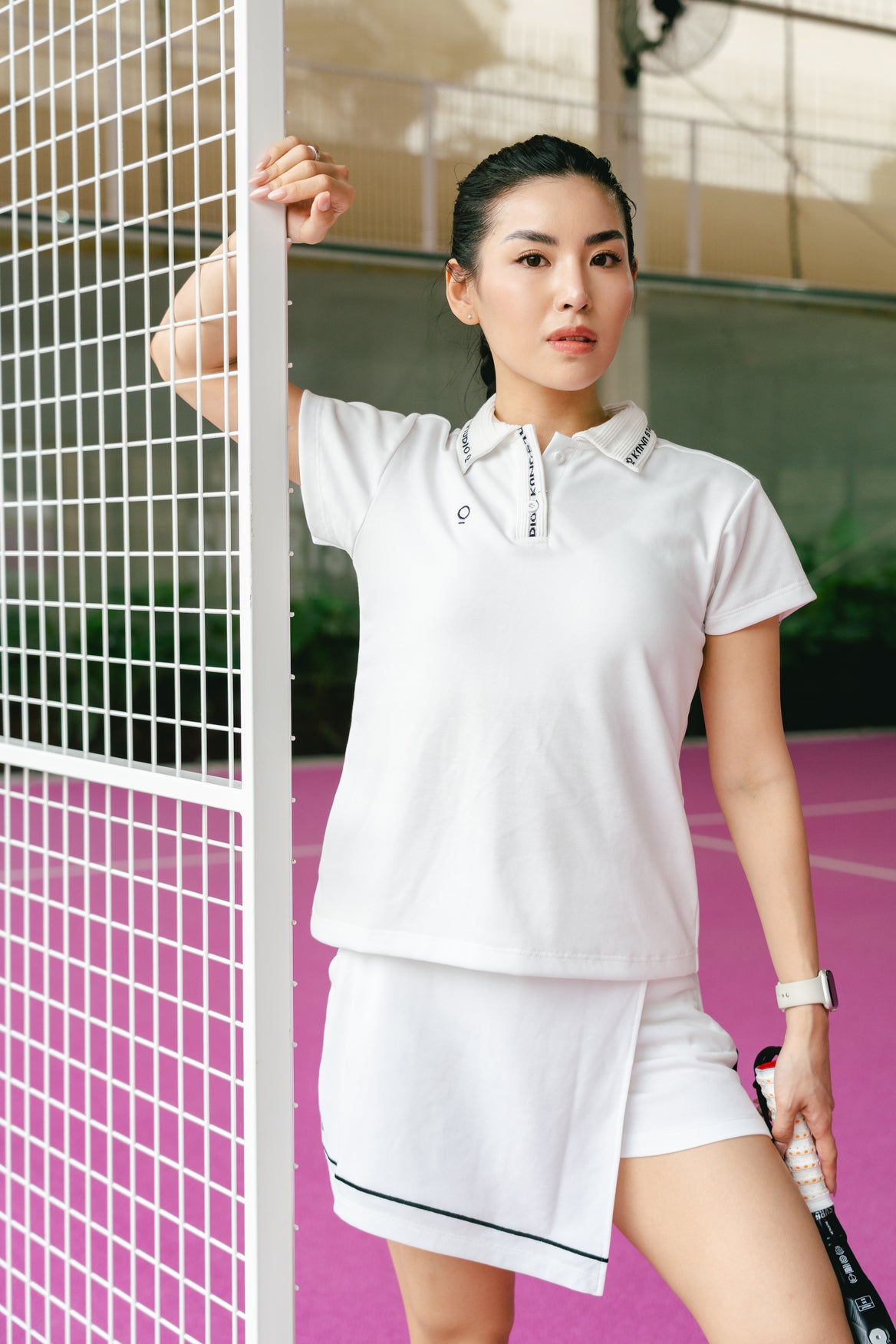 Kana Studio Rib Placket Top in White