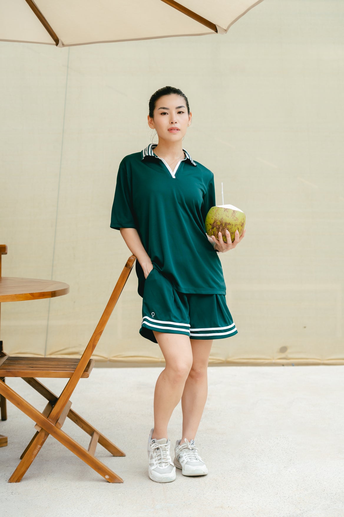 Kana Studio Striped Short in Forest Green