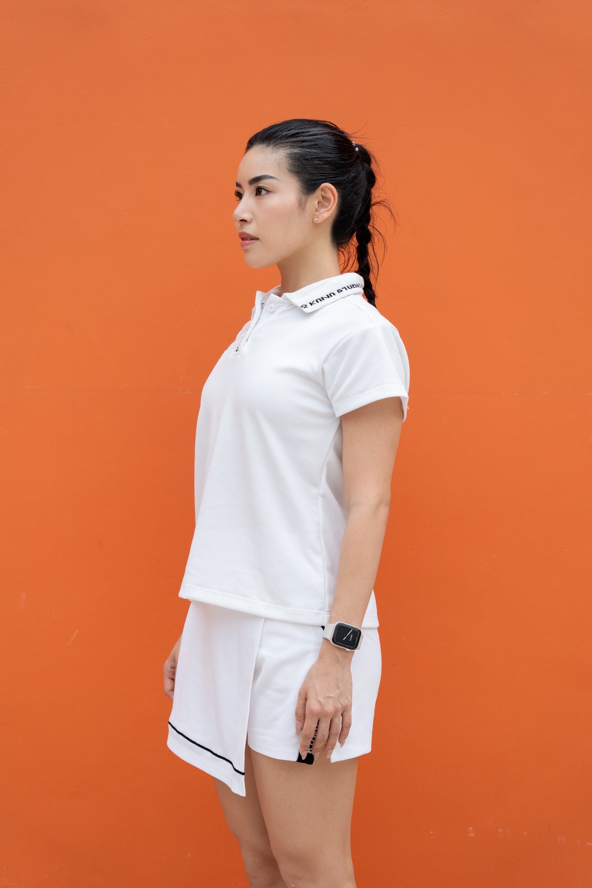 Kana Studio Rib Placket Top in White