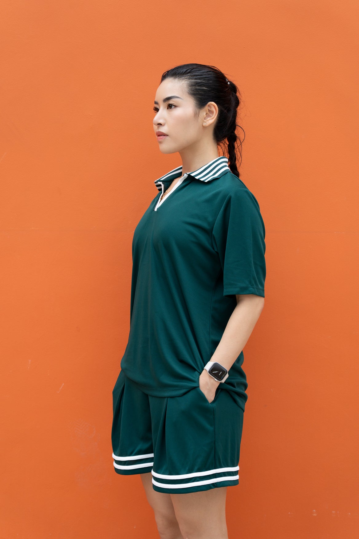 Kana Studio Striped Short in Forest Green