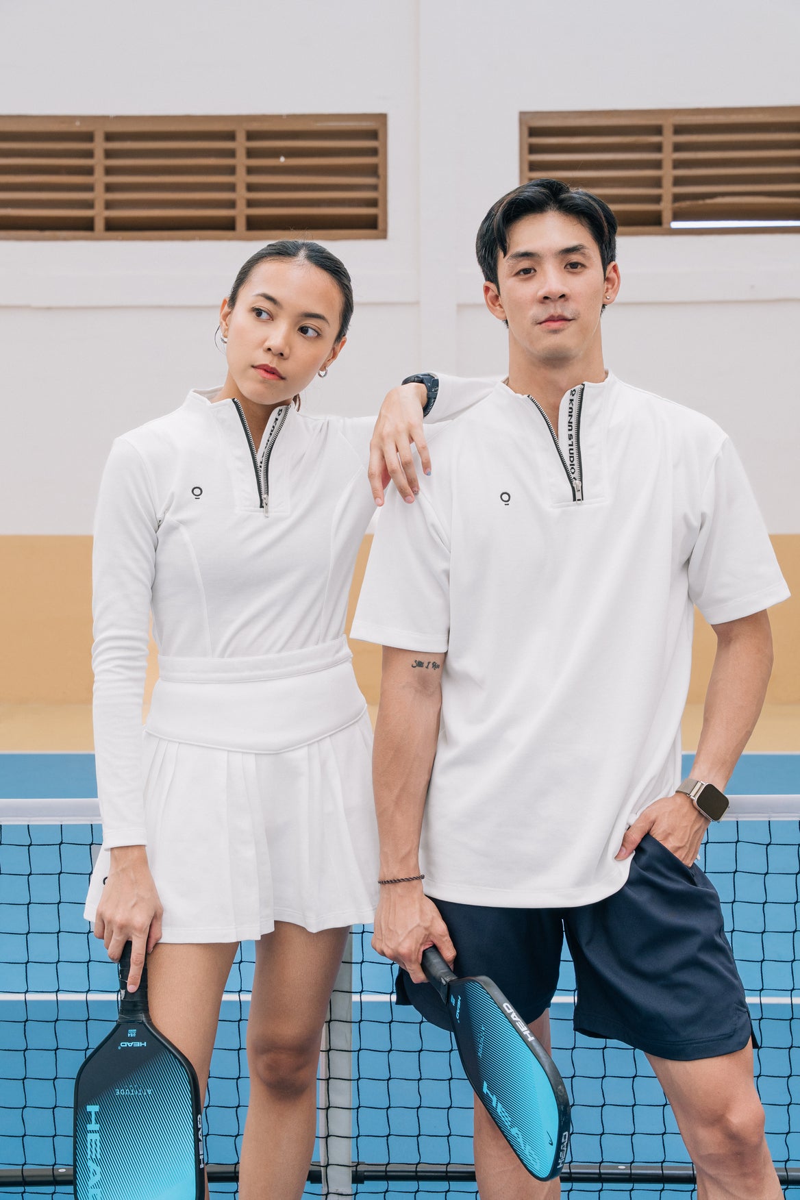 Men Zip Up Top in White