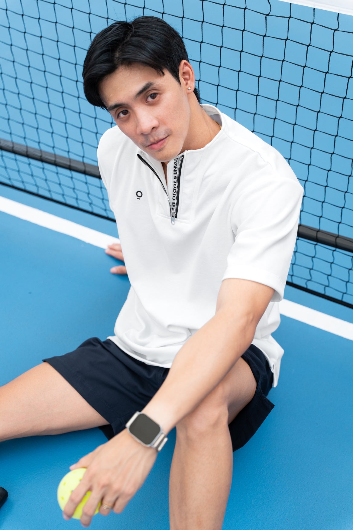 Men Zip Up Top in White
