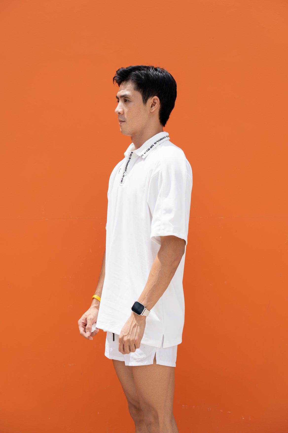 Kana Studio Men Collared Baggy Top in White