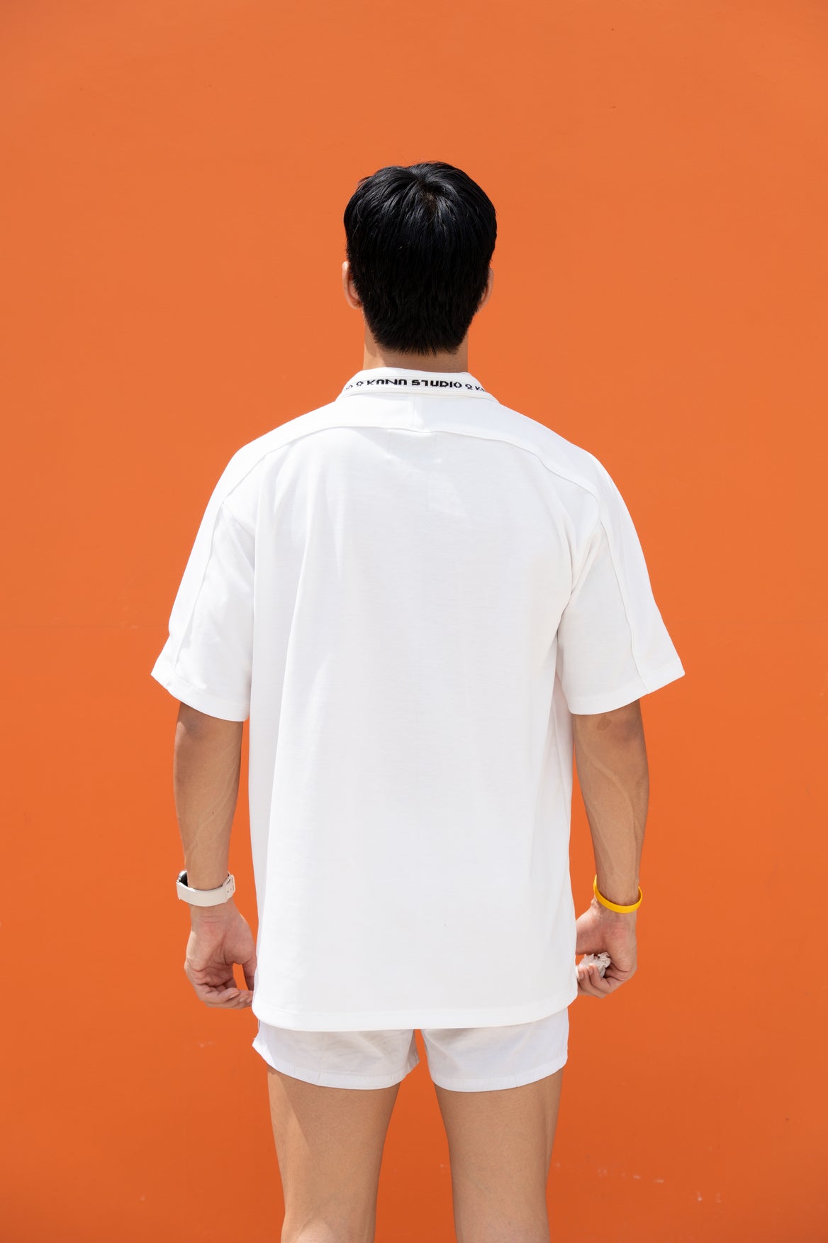 Kana Studio Men Collared Baggy Top in White