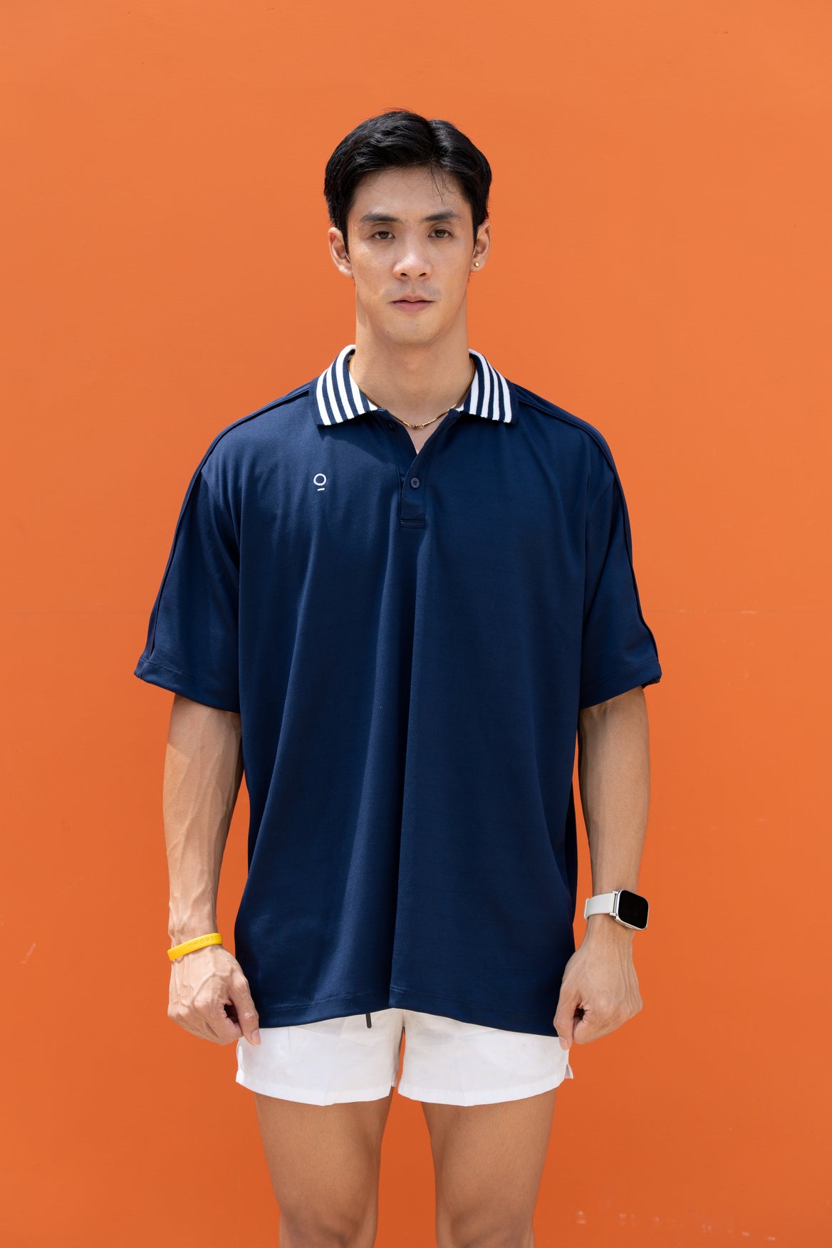 Kana Studio Men Collared Baggy Top in Navy
