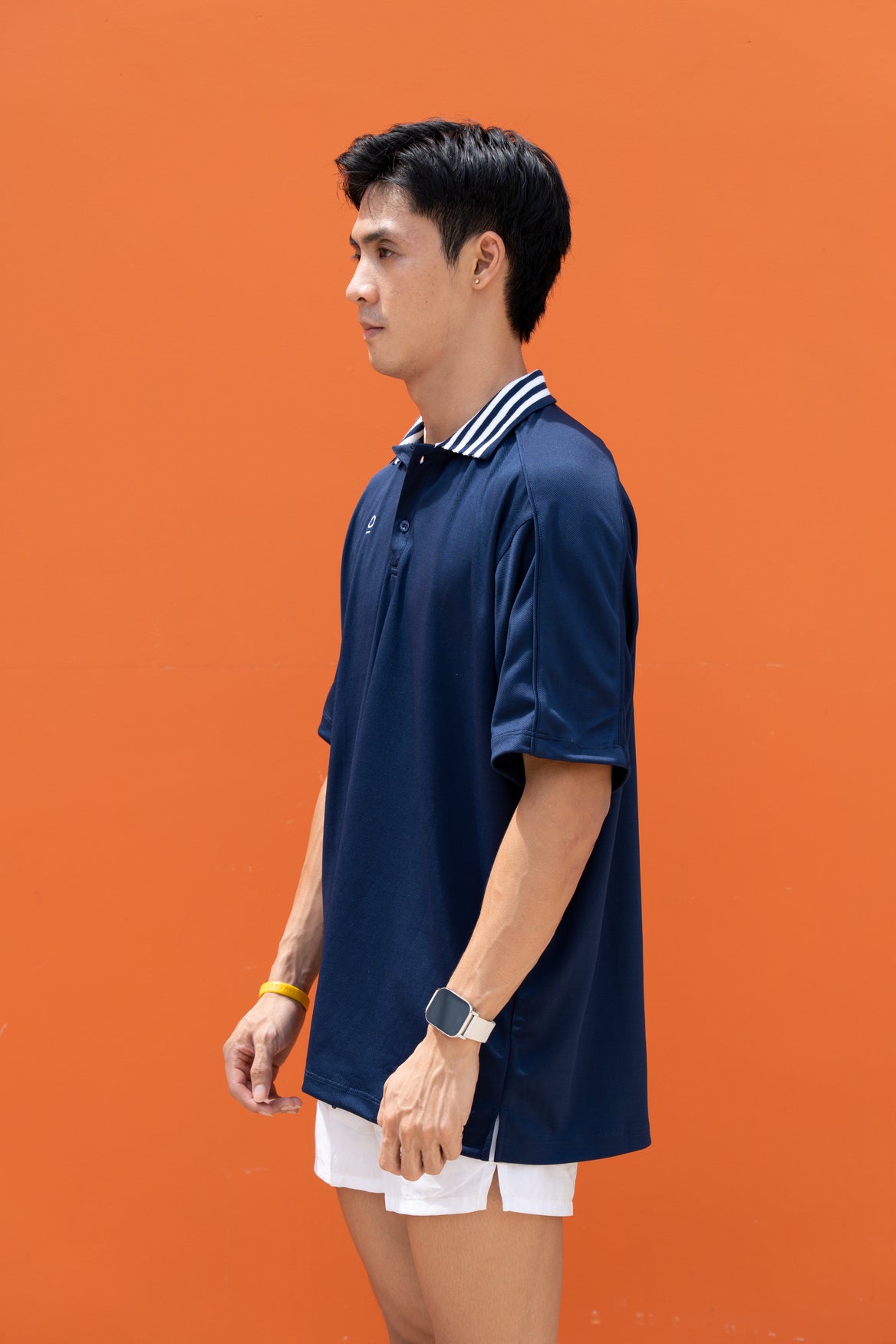 Kana Studio Men Collared Baggy Top in Navy