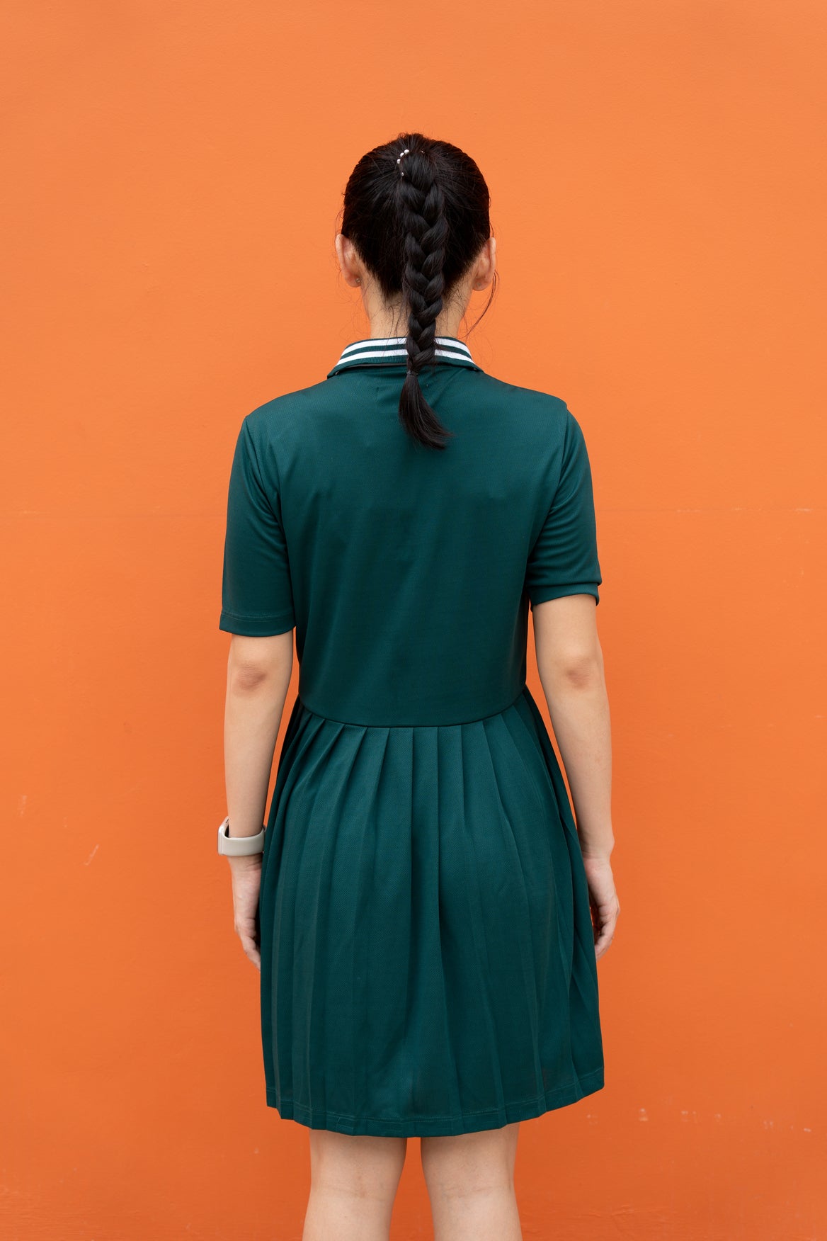 Kana Studio Knife Pleats Dress in Forest Green
