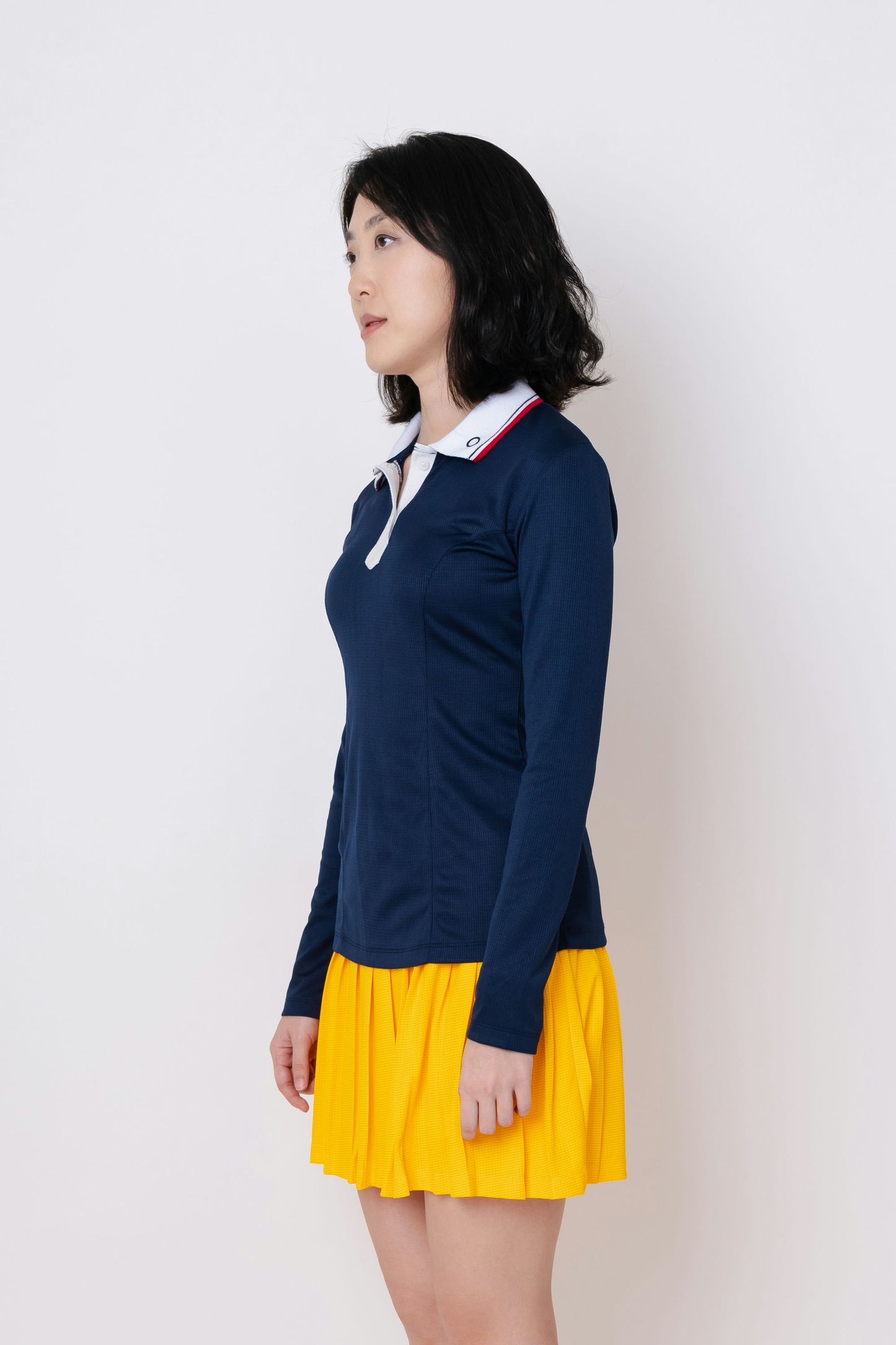Kana Studio Collared Long Sleeve Top in Navy