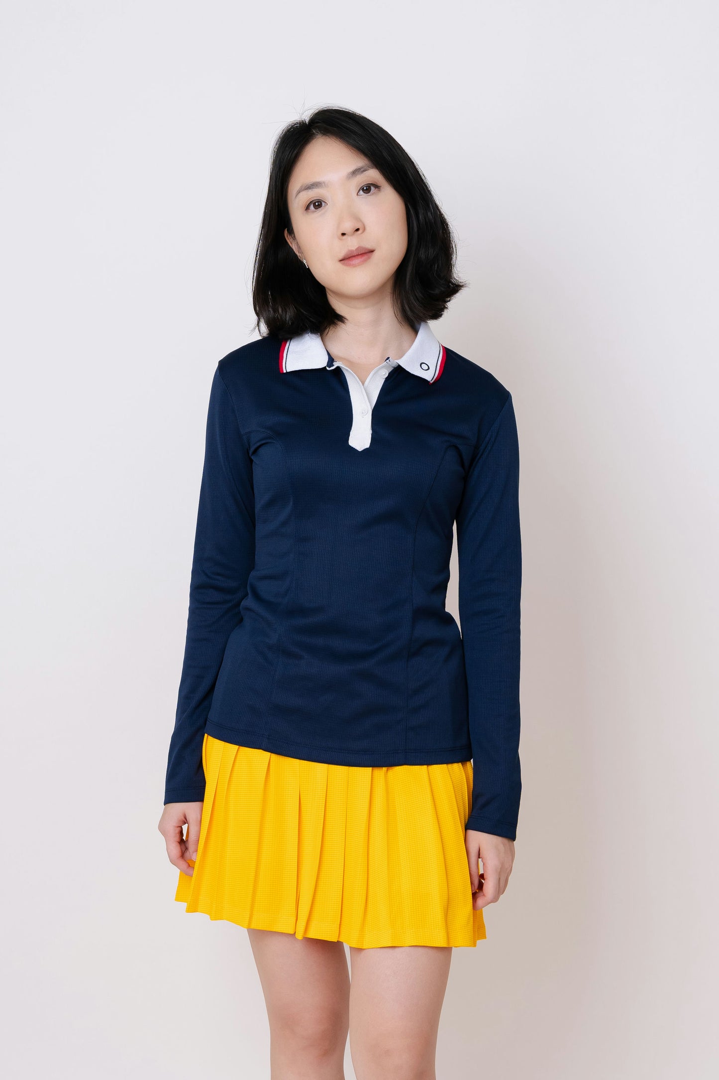 Kana Studio Collared Long Sleeve Top in Navy