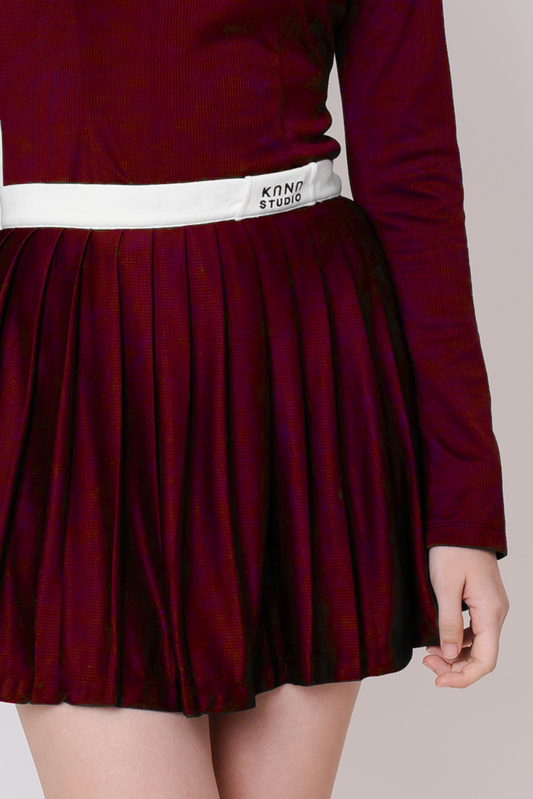 Kana Studio Full Pleated Skort in Maroon