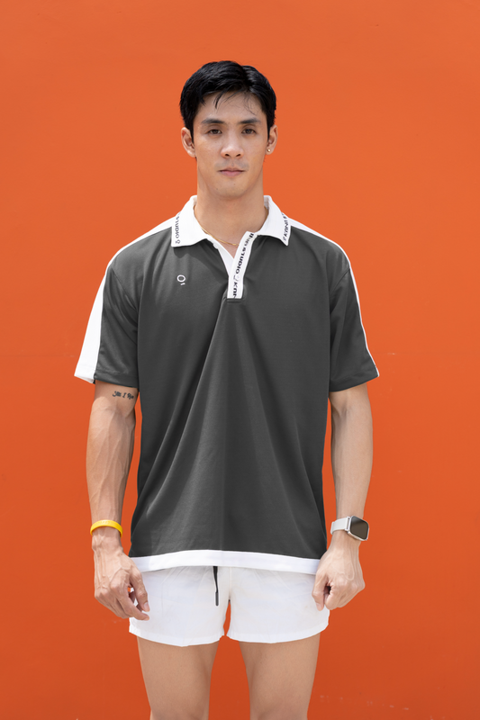 Kana Studio Men Colorblock Panel Top in Grey