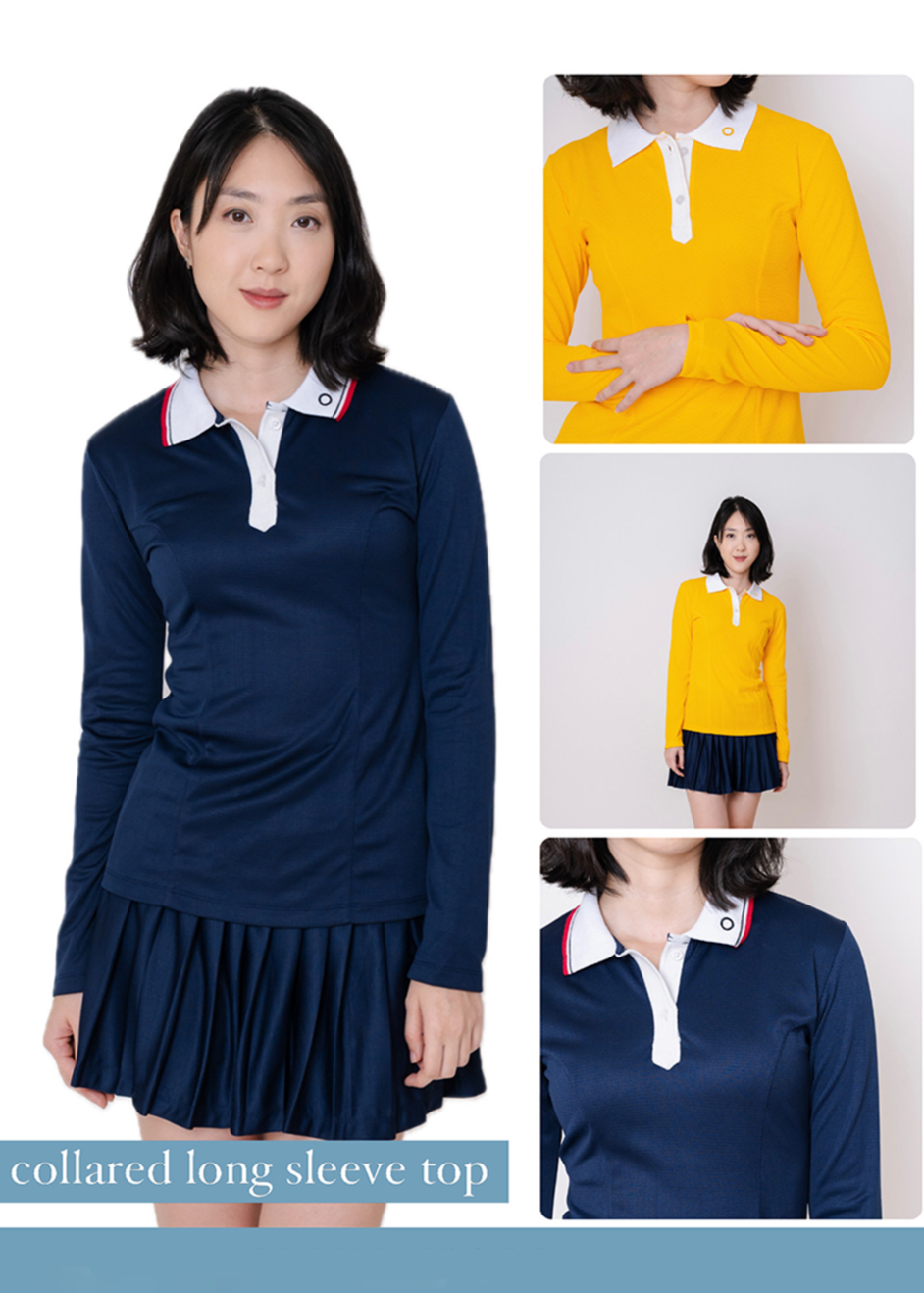 Kana Studio Collared Long Sleeve Top / Tennis Top / Tennis Shirt / Golf Shirt / Sport Shirt