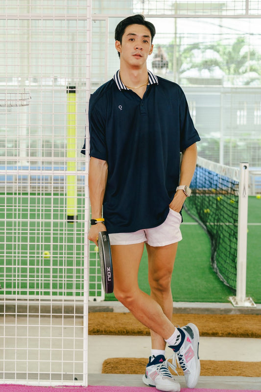 Kana Studio Men Collared Baggy Top in Navy