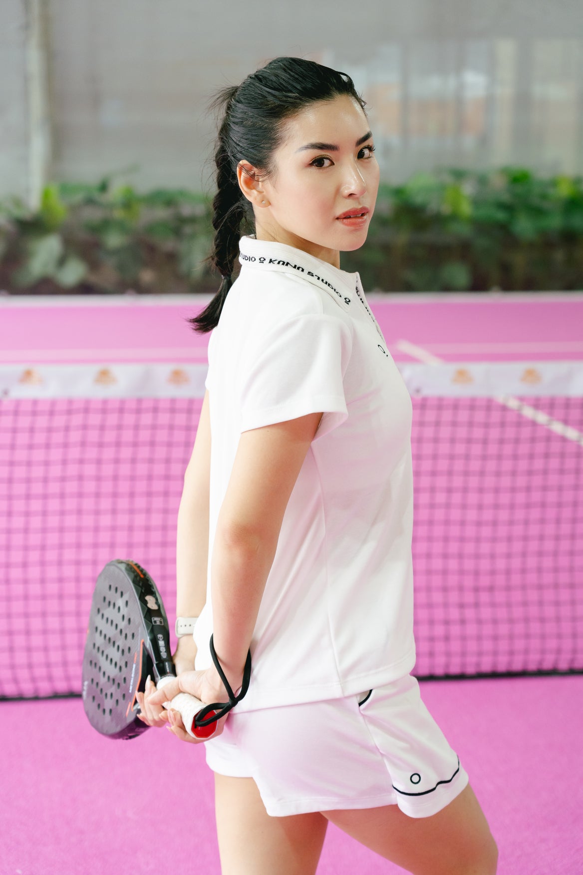 Kana Studio Rib Placket Top in White