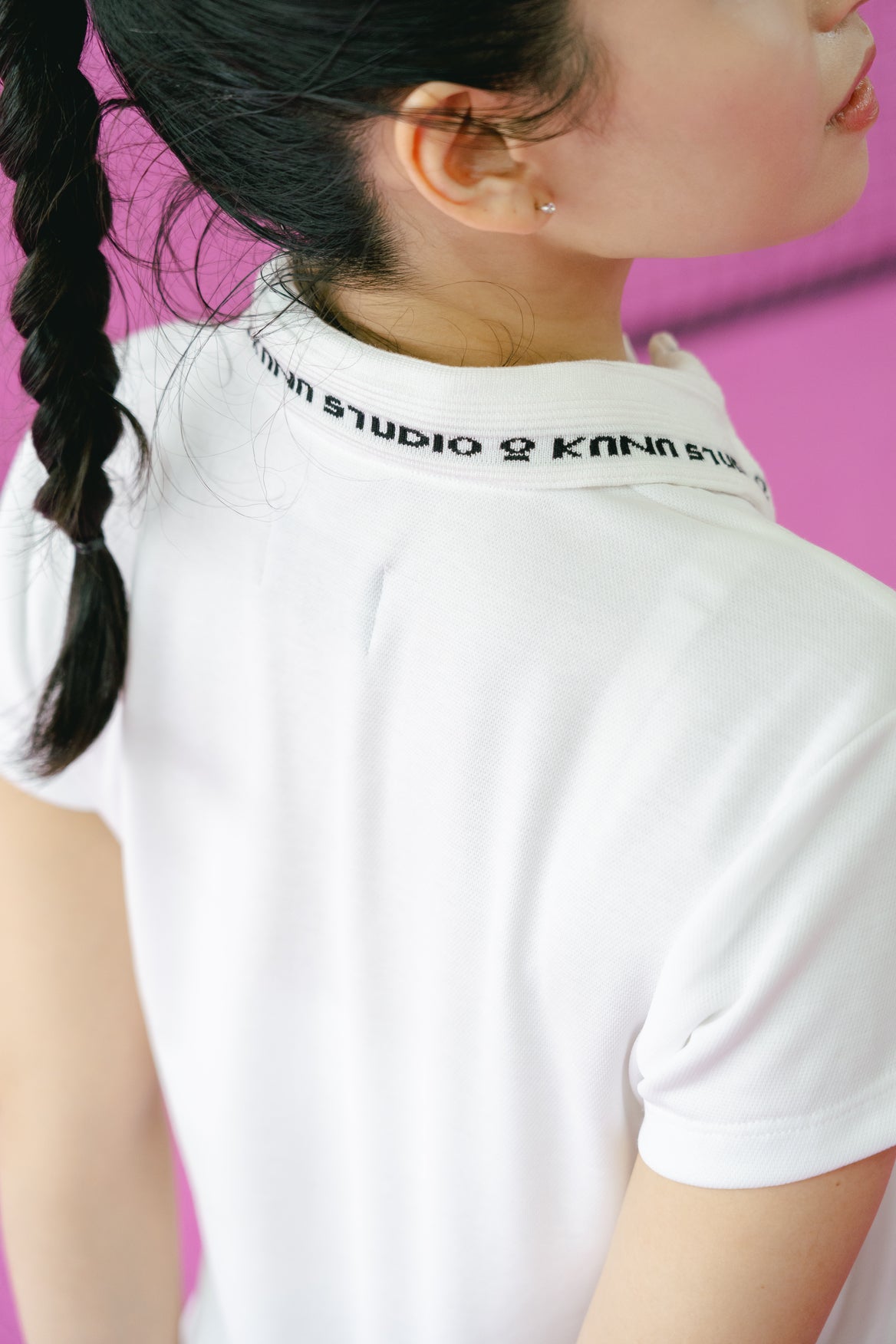Kana Studio Rib Placket Top in White