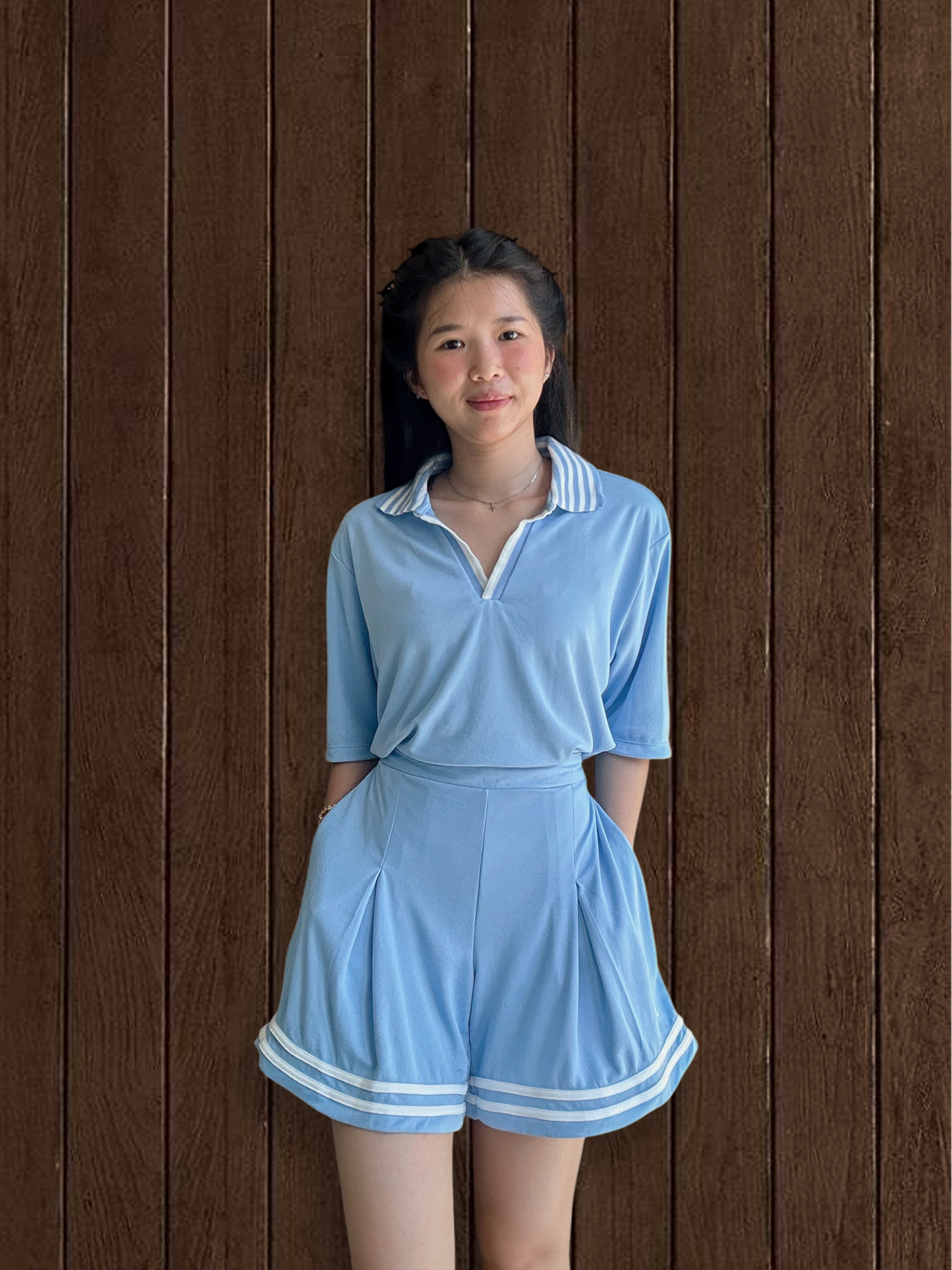 Kana Studio Striped Short in Baby Blue