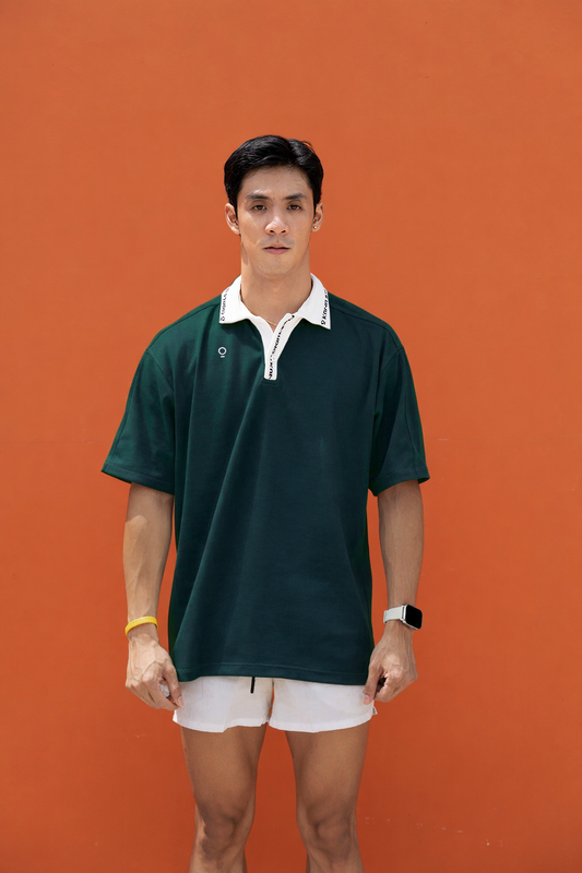 (PRE ORDER) Kana Studio Men Collared Baggy Top in Forest Green