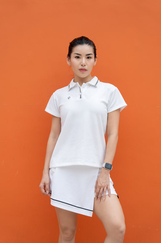 Kana Studio Rib Placket Top in White