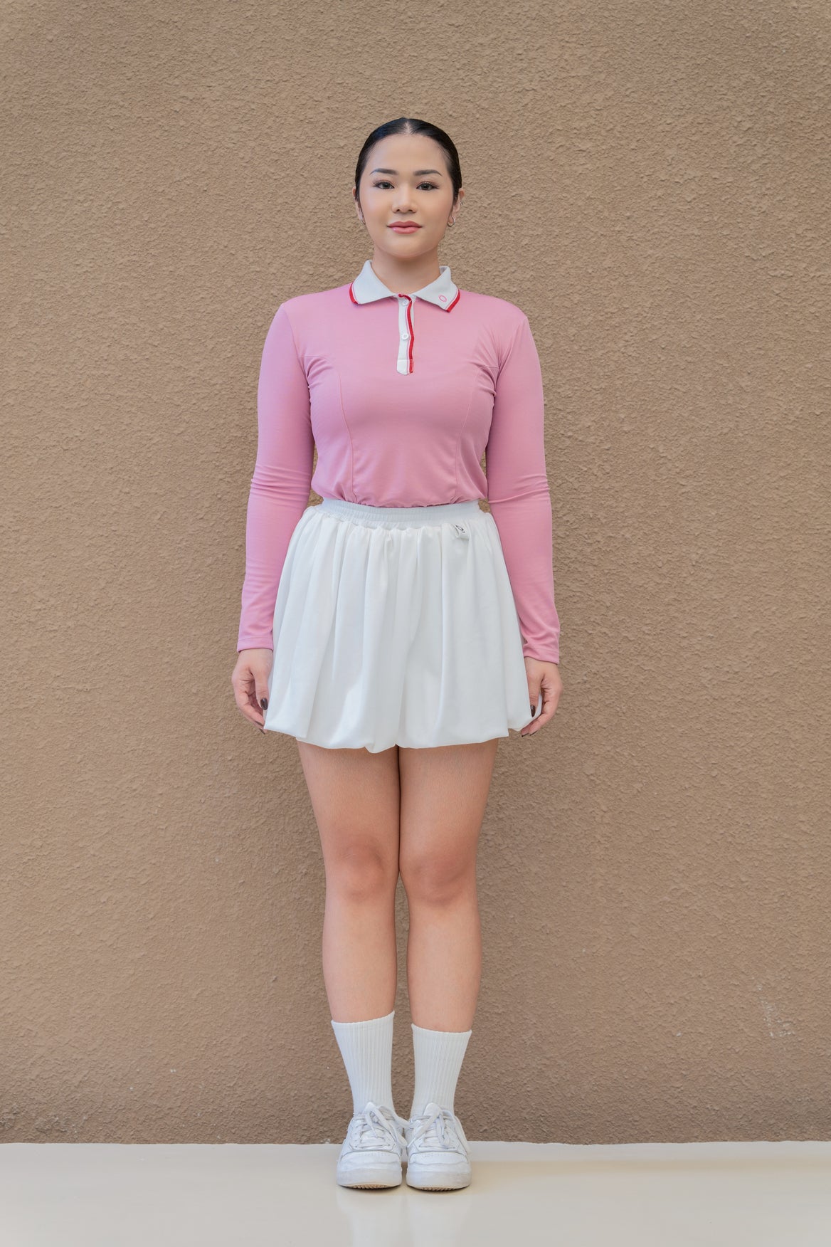 Kana Studio Collared Long Sleeve Top in  Dusty Pink