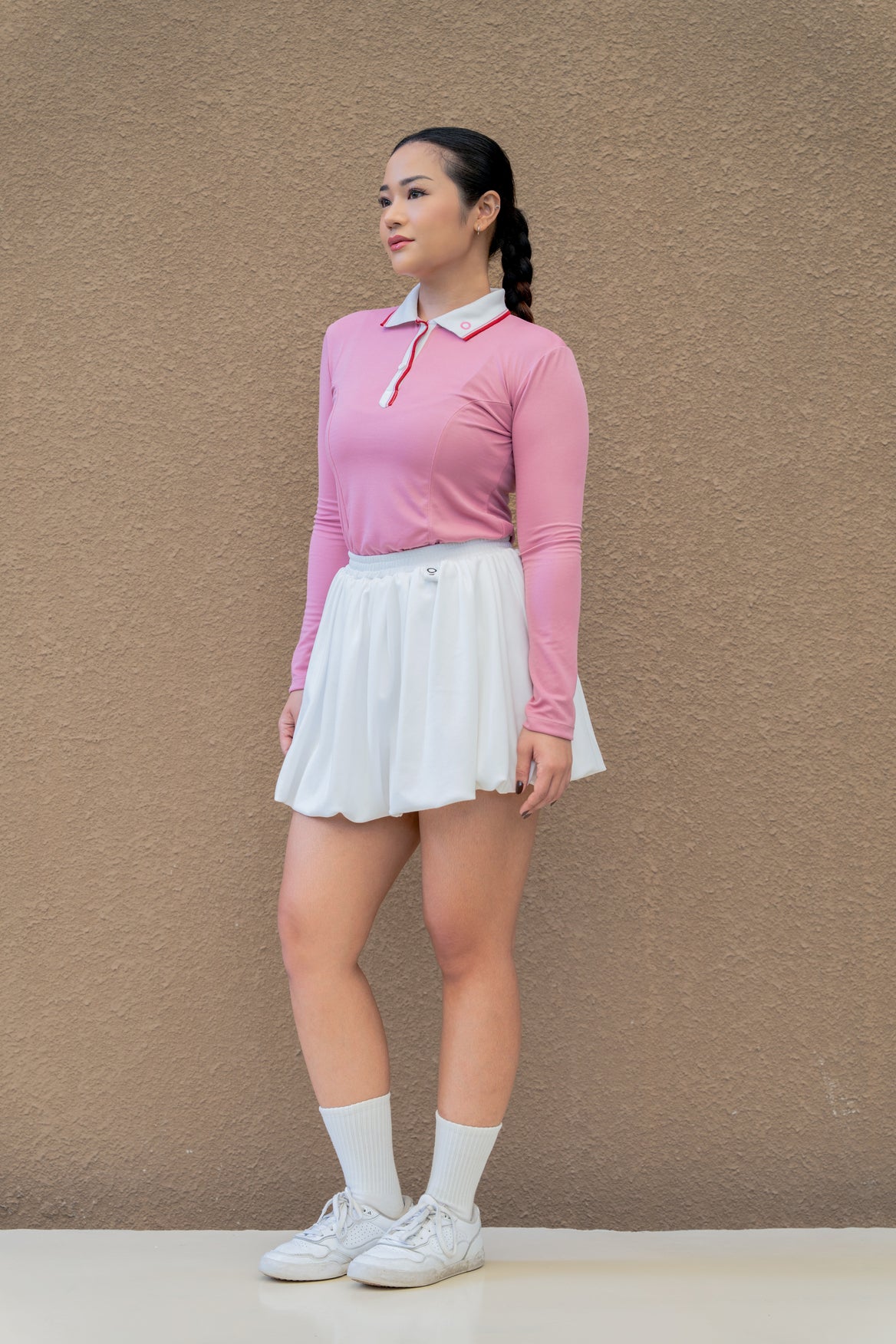 Kana Studio Collared Long Sleeve Top in  Dusty Pink