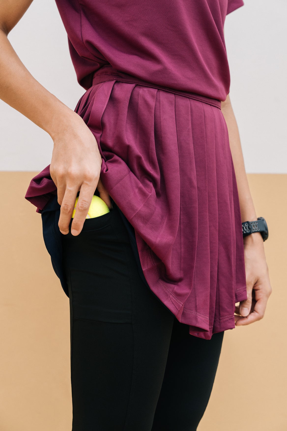 Two Tone Pleated Skirt  (Long Inner Black)