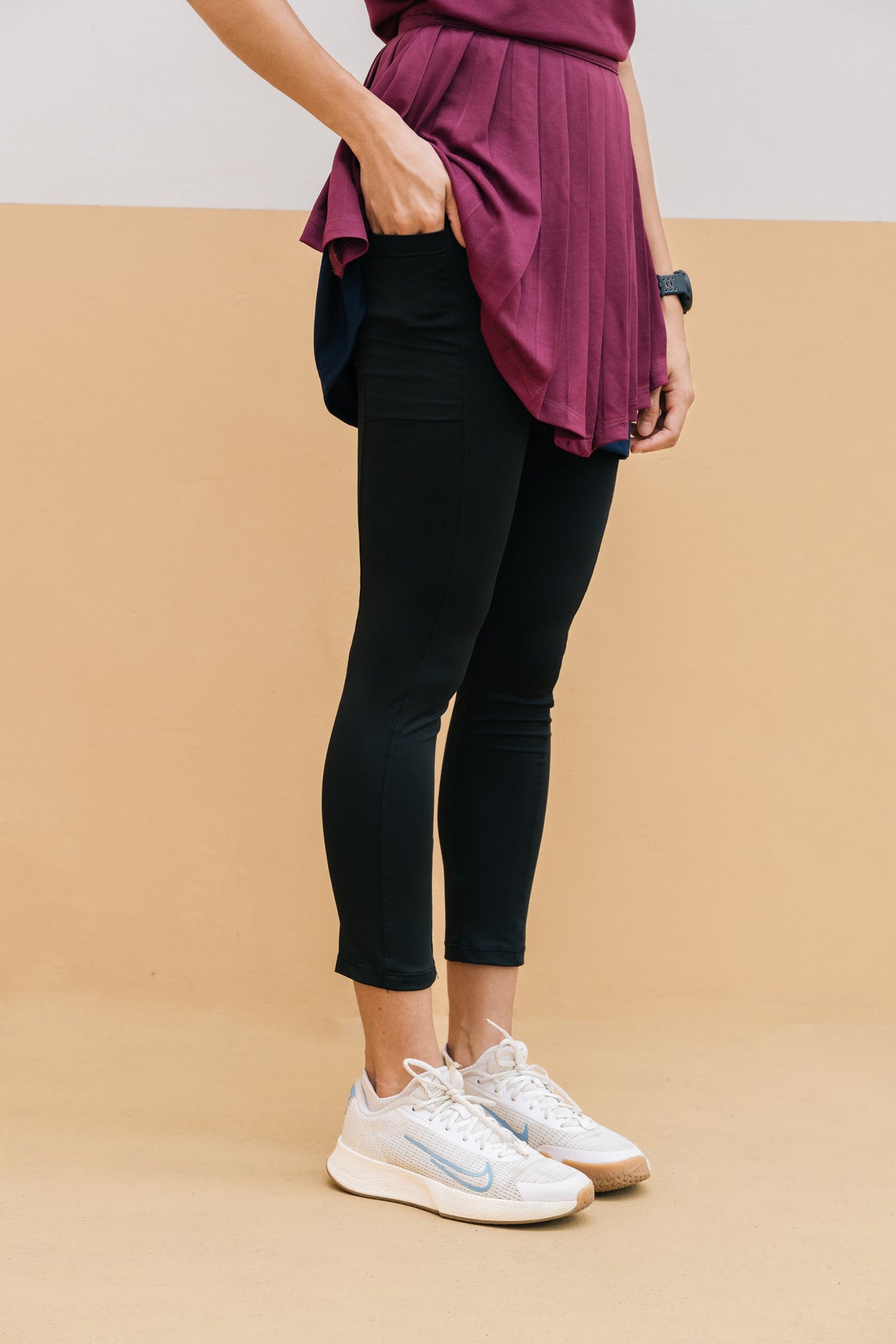 Two Tone Pleated Skirt  (Long Inner Black)