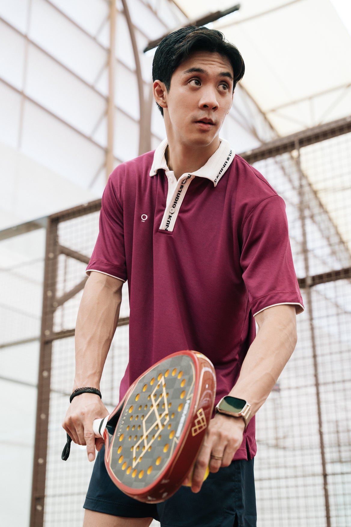 Men Hem Piping Top in Violet