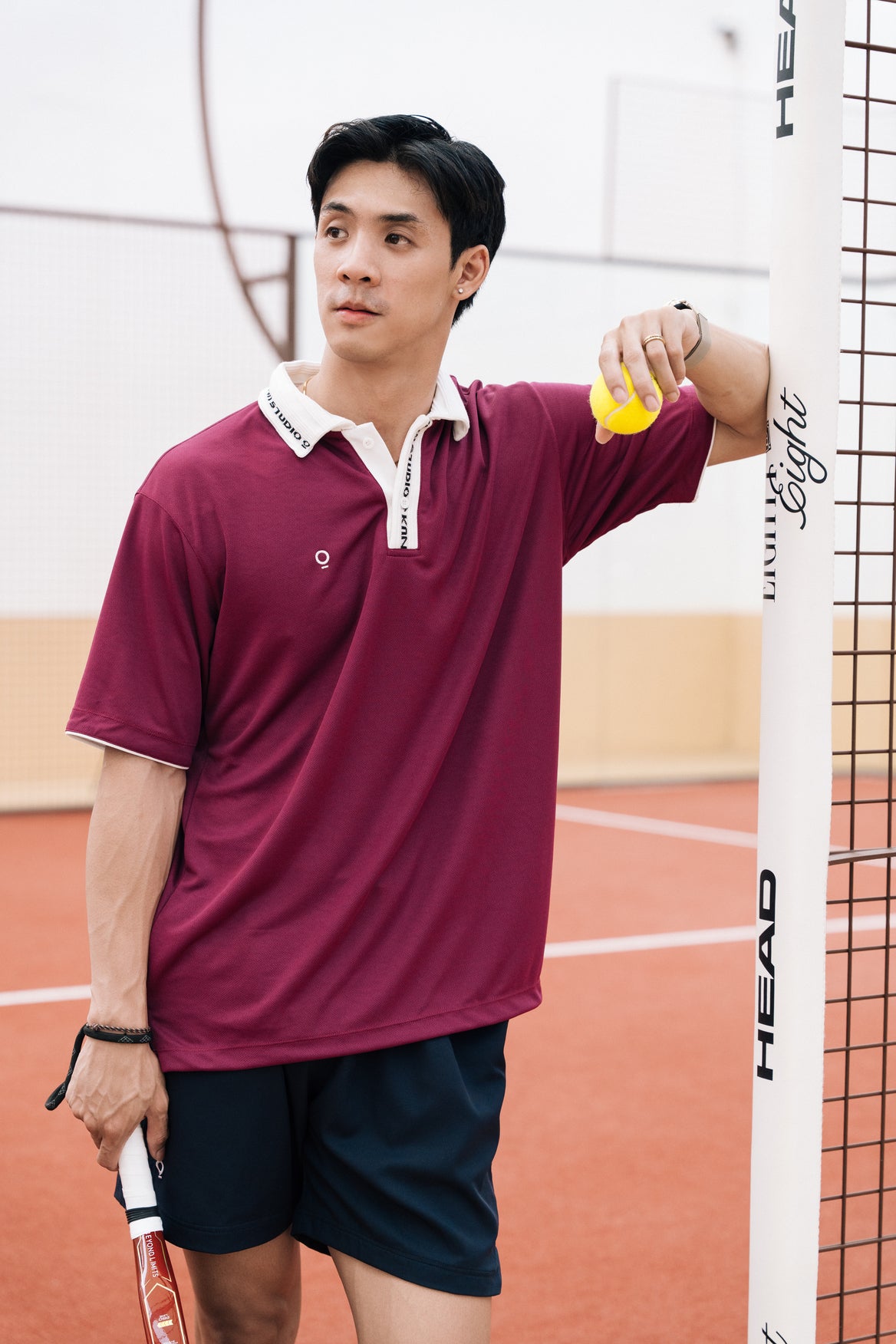 Men Hem Piping Top in Violet