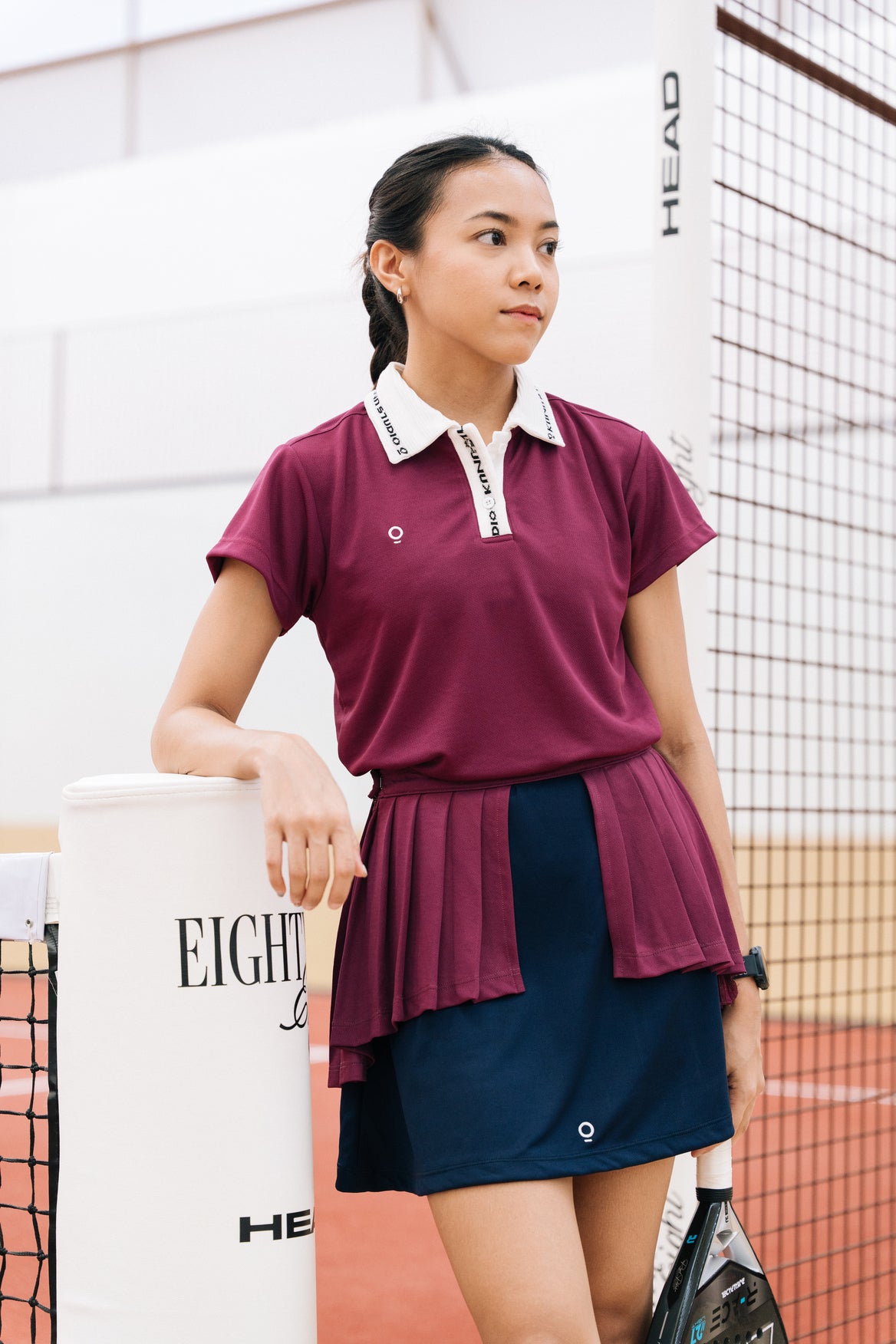 Rib Placket Top in Violet