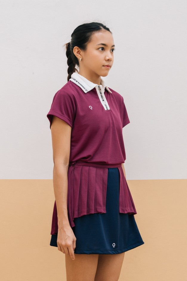 Rib Placket Top in Violet