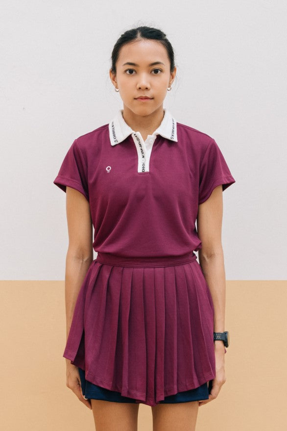 Rib Placket Top in Violet