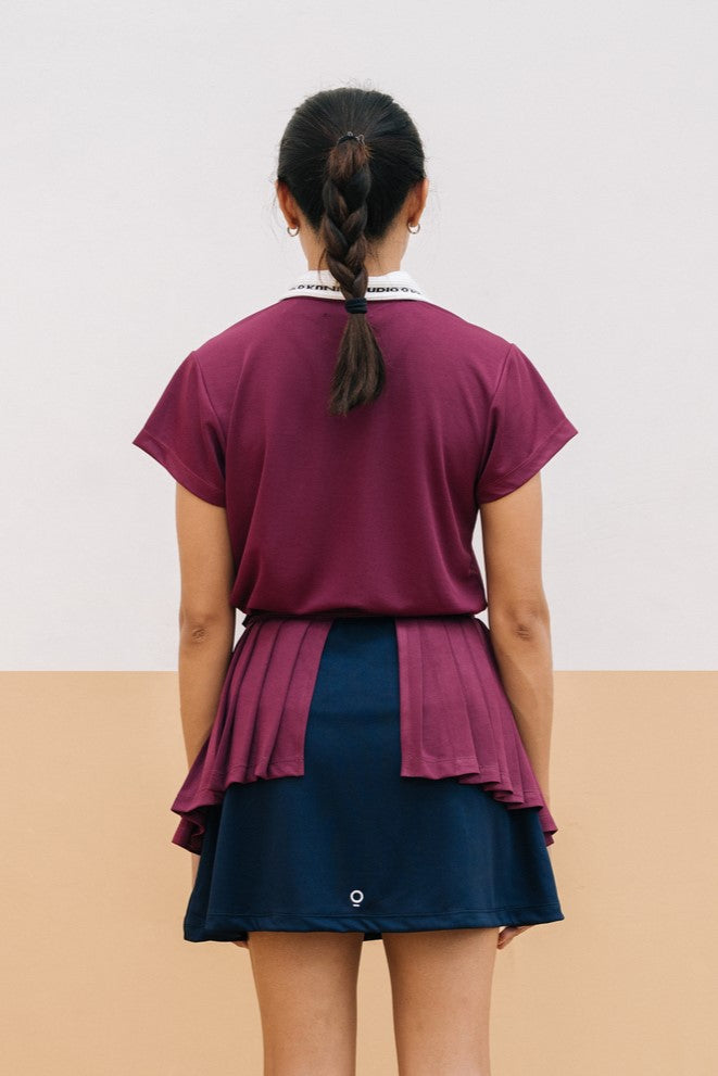Rib Placket Top in Violet