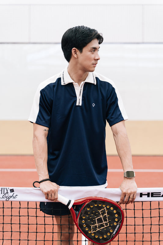 Men Colorblock Panel Top in Navy