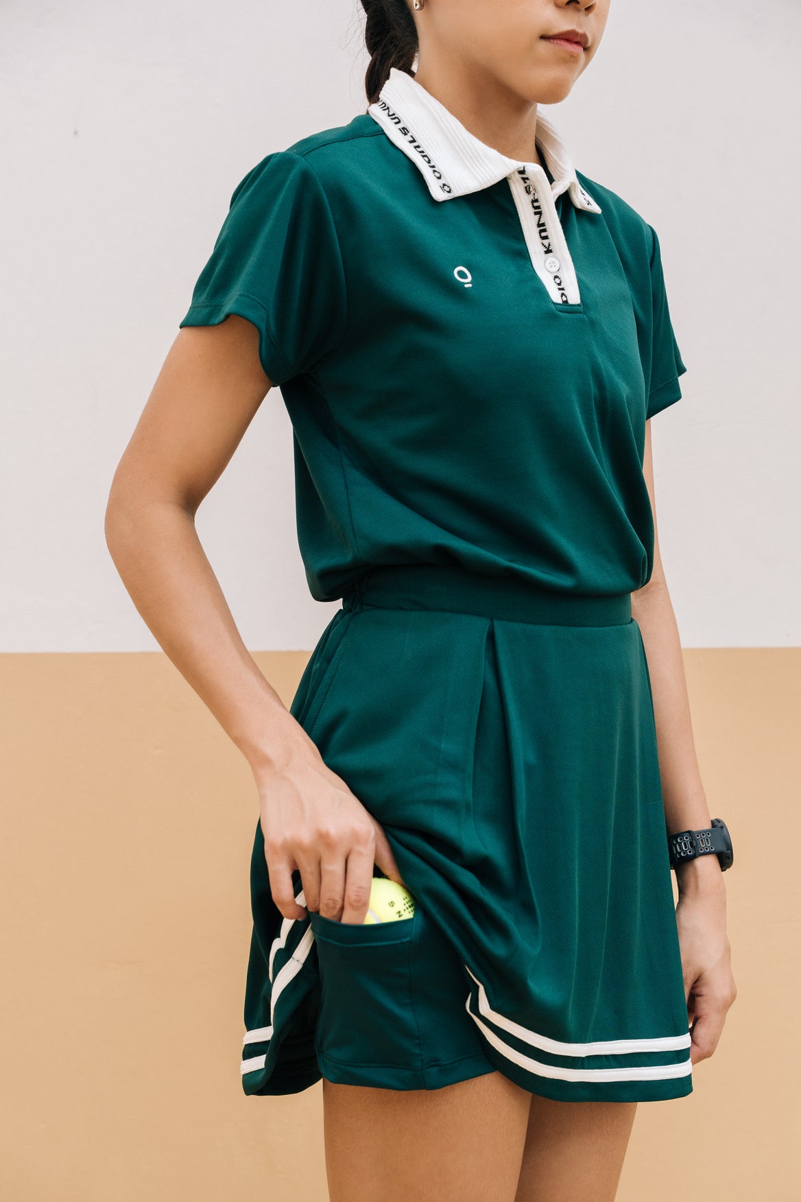 Rib Placket Top in Forest Green