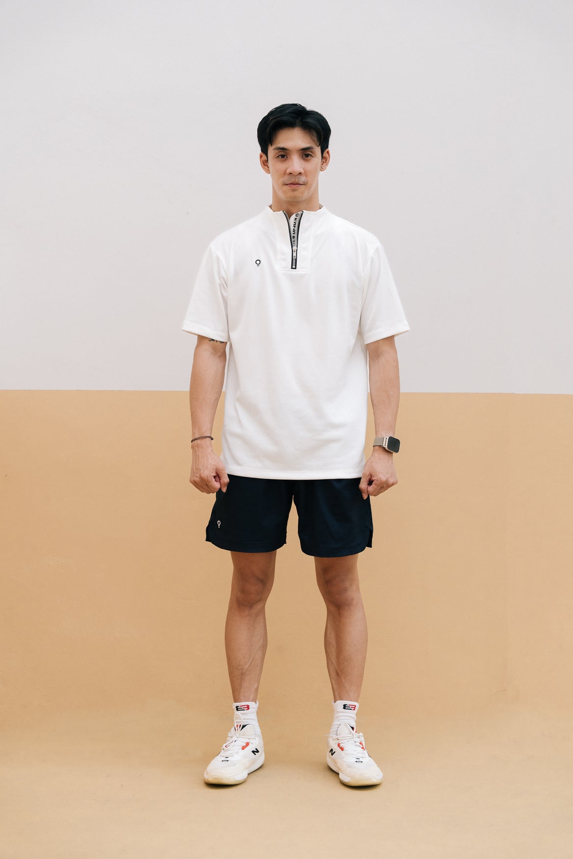 Men Zip Up Top in White