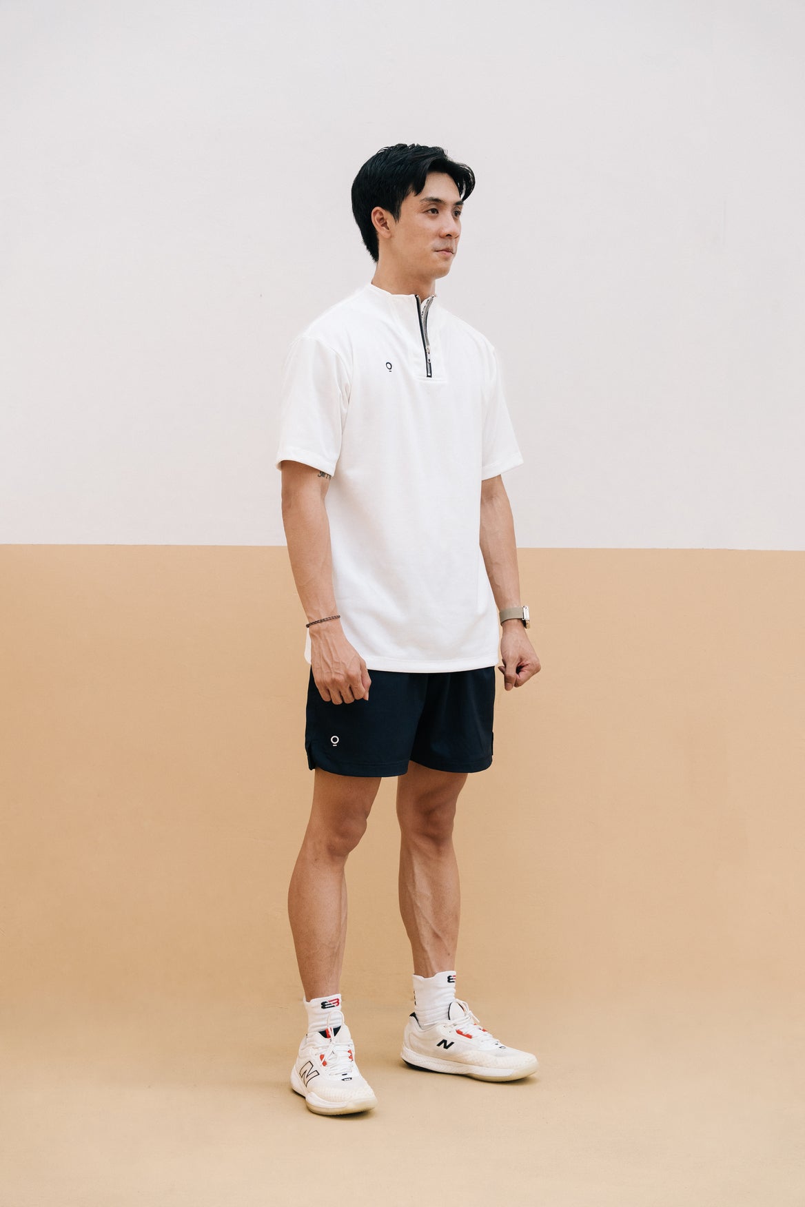 Men Zip Up Top in White