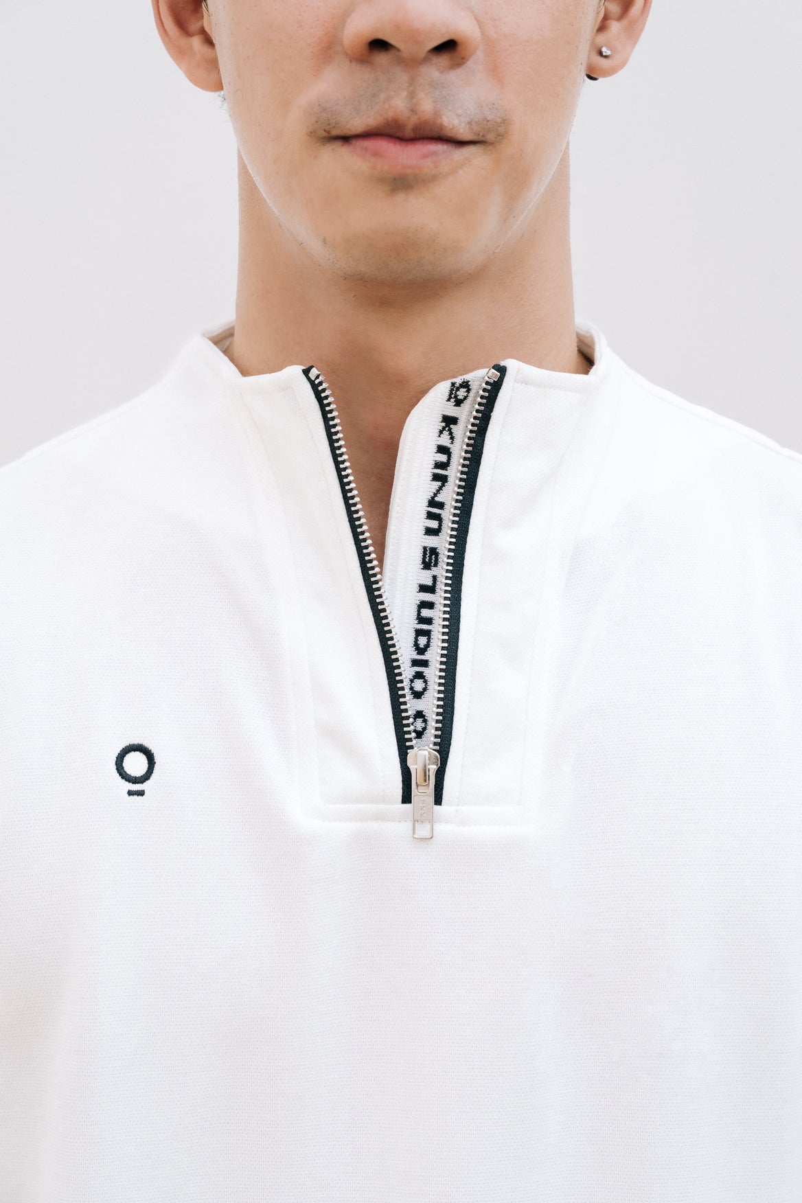Men Zip Up Top in White