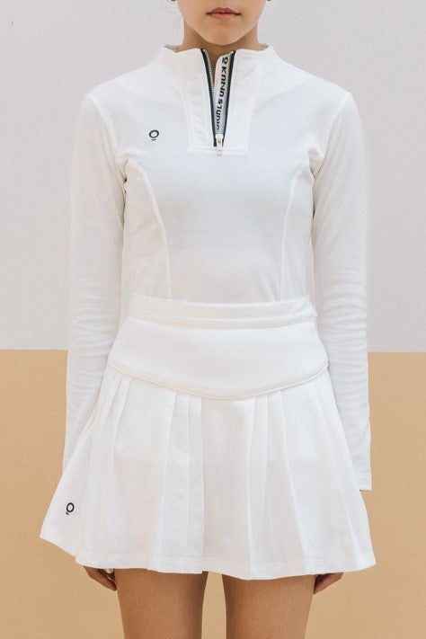 Zip Up Long Sleeve Top in White