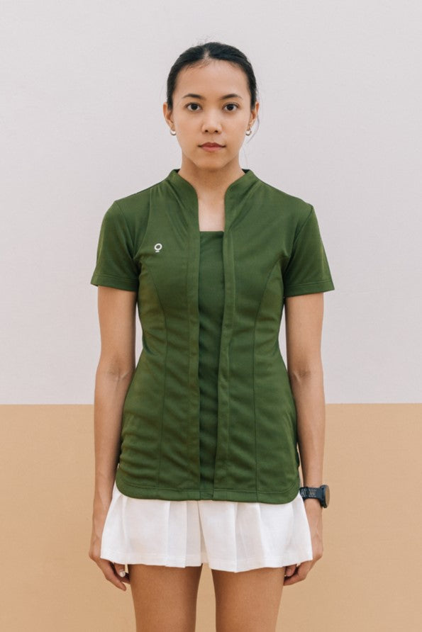 Highneck Shortsleeves Top in Army