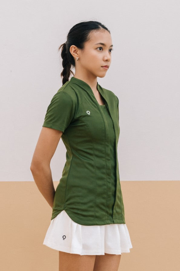 Highneck Shortsleeves Top in Army