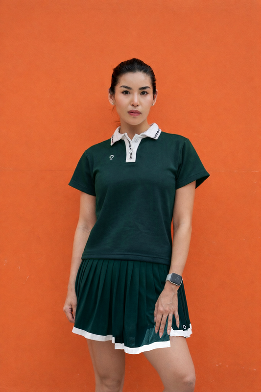 (PRE ORDER) Kana Studio Rib Placket Top in Forest Green