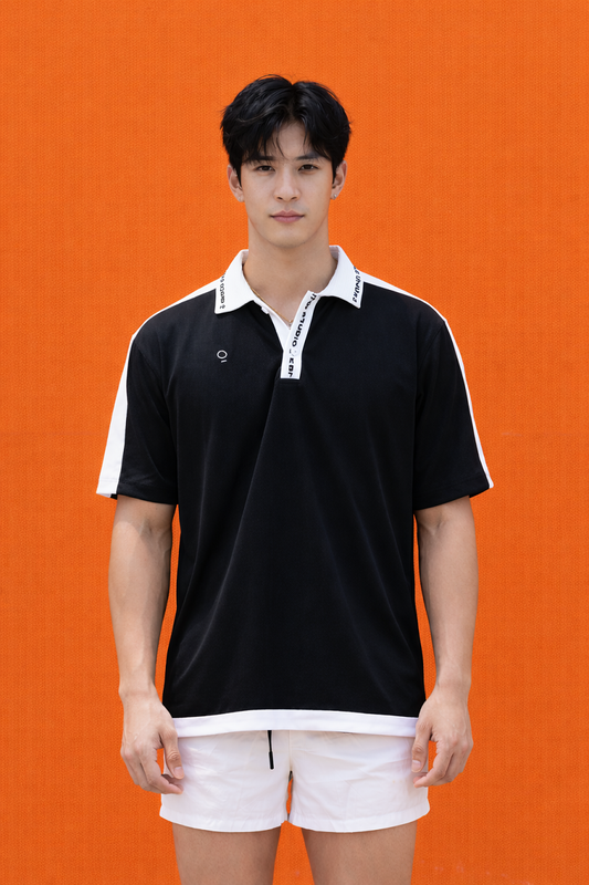 Men Colorblock Panel Top in Black