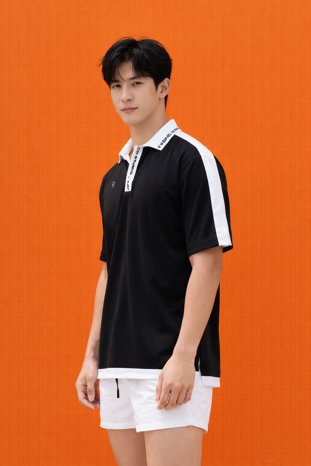 Kana Studio Men Colorblock Panel Top in Black
